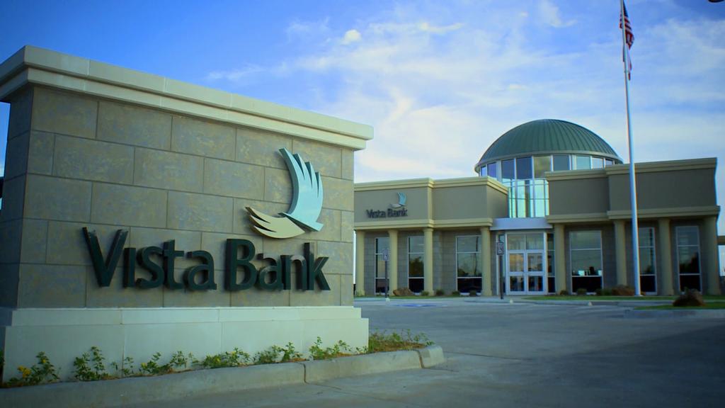 Exterior view of Vista Bank.