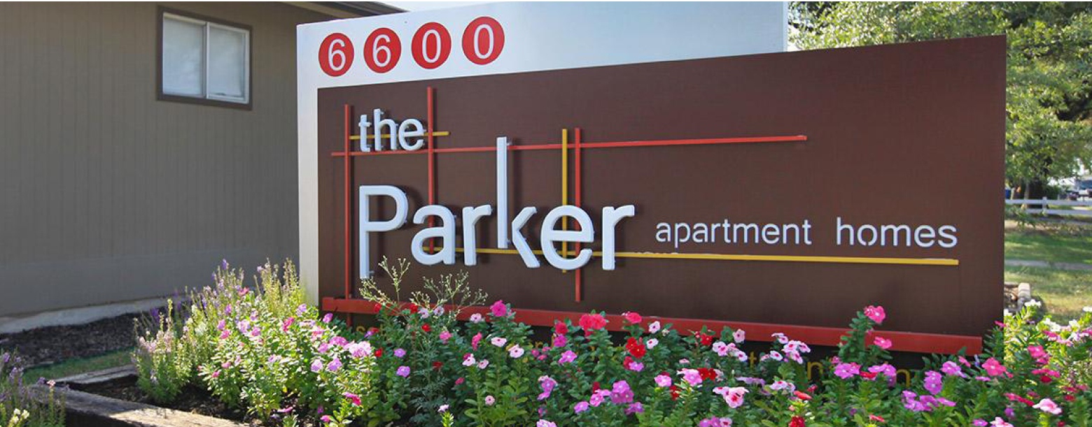 Signage for The Parker Apartment Homes in San Antonio, TX.
