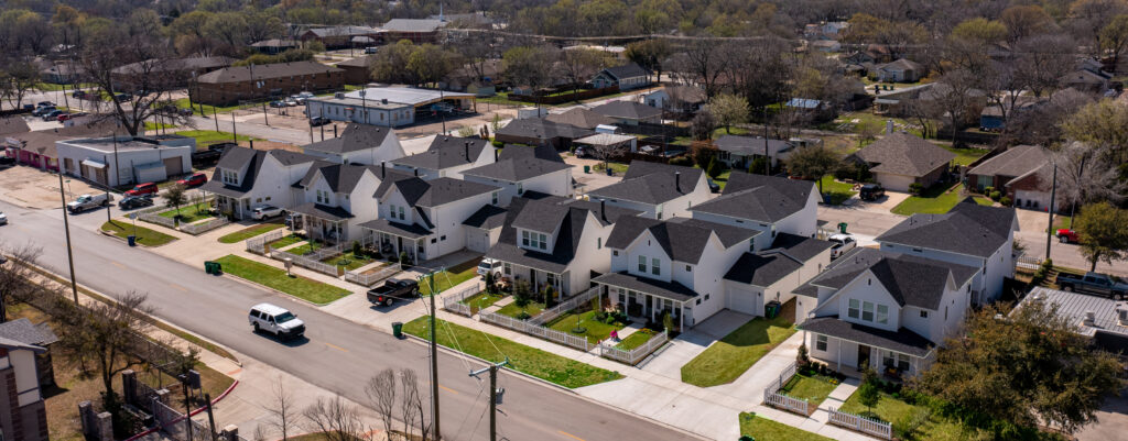 Aerial view of the six duplexes of our McKinney listing.